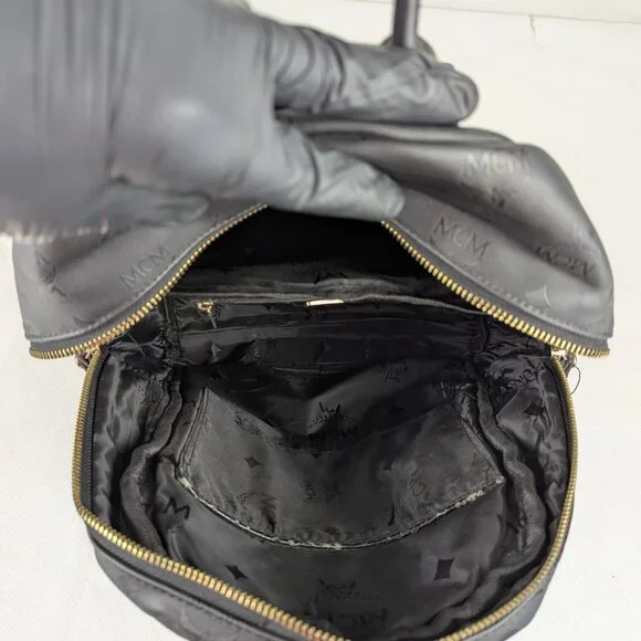 MCM Rucksack Visetos Black Canvas Small Leather Backpack - Picture 3 of 16